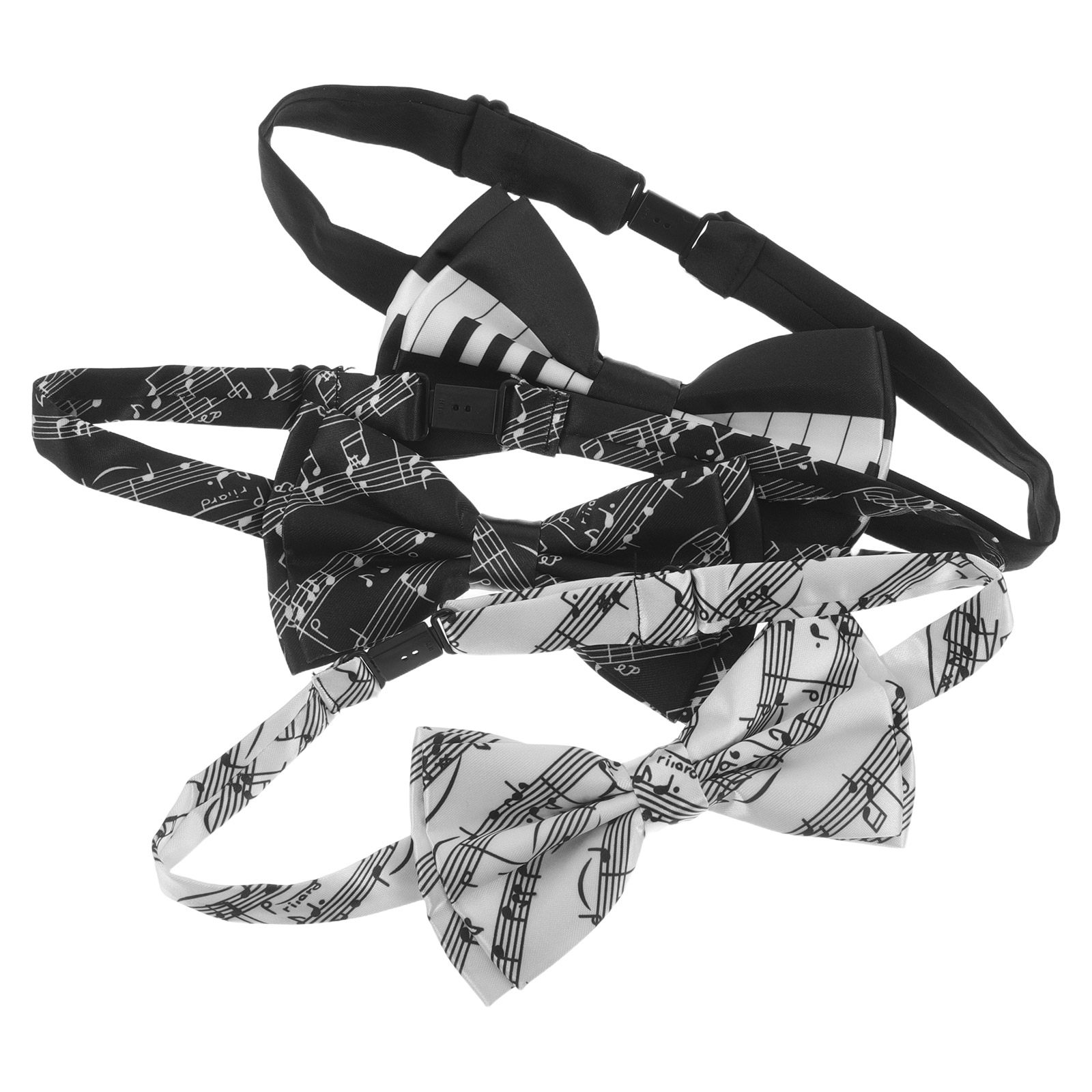 Bow Tie Pre Tied - 3個セット ピアノ柄蝶ネクタイ 既製 ミュージックノート柄ネクタイ groomsmen（新郎の付添人）用 ウェディングパーティー