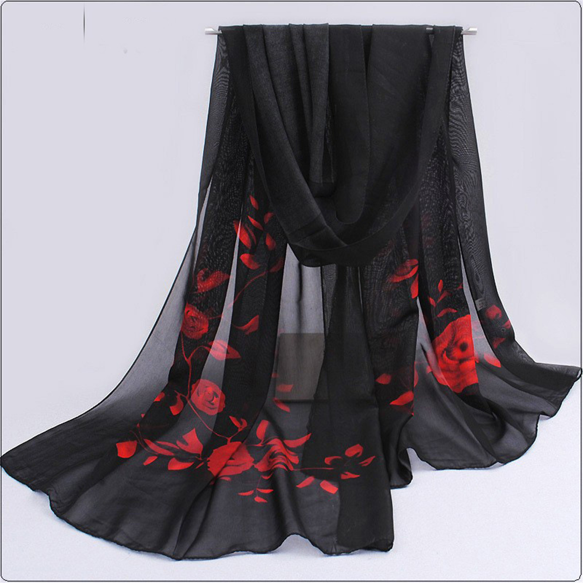 Ascot Neck Scarf - 1 個シフォンスカーフシンプルエレガントな花柄薄型ヘッドスカーフ大ショール、夏のビーチタオル日焼け止めショール防風ネック Sc