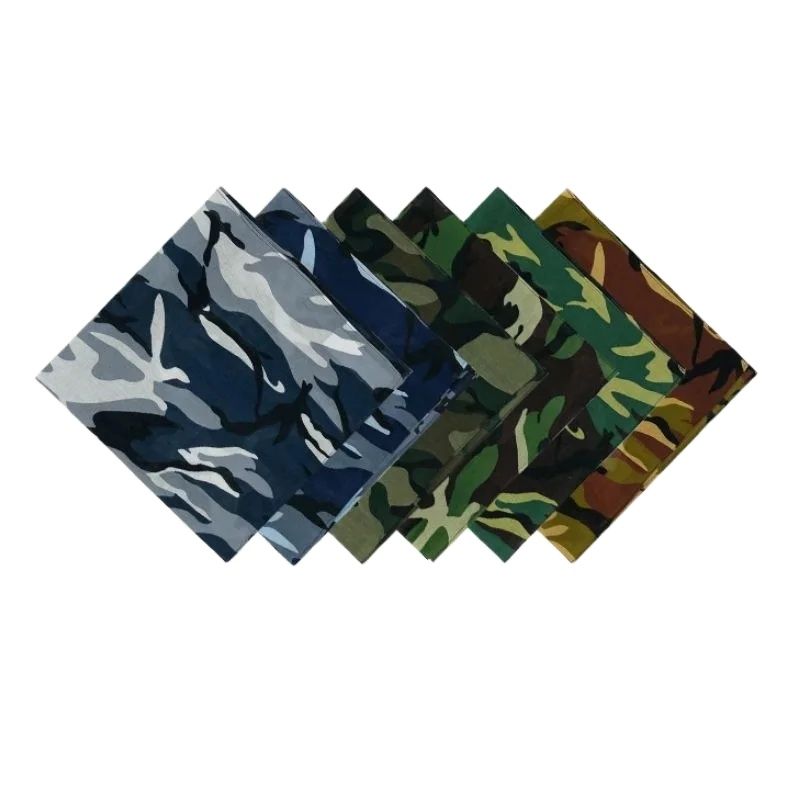 Face Scarf Mask - 屋外カモフラージュバンダナ,小さなスカーフ,レトロなヒップホップバンダナ,色あせない,53x53cm