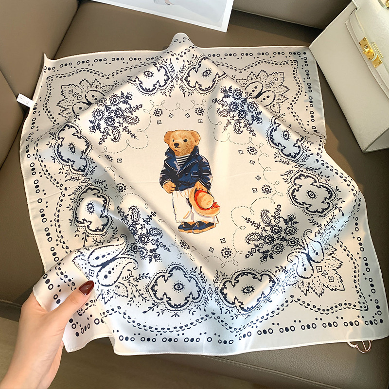 100% マルベリーシルクスカーフ女性用レトロペイズリーサテ - Ascot Neck Scarf のレビューと価格