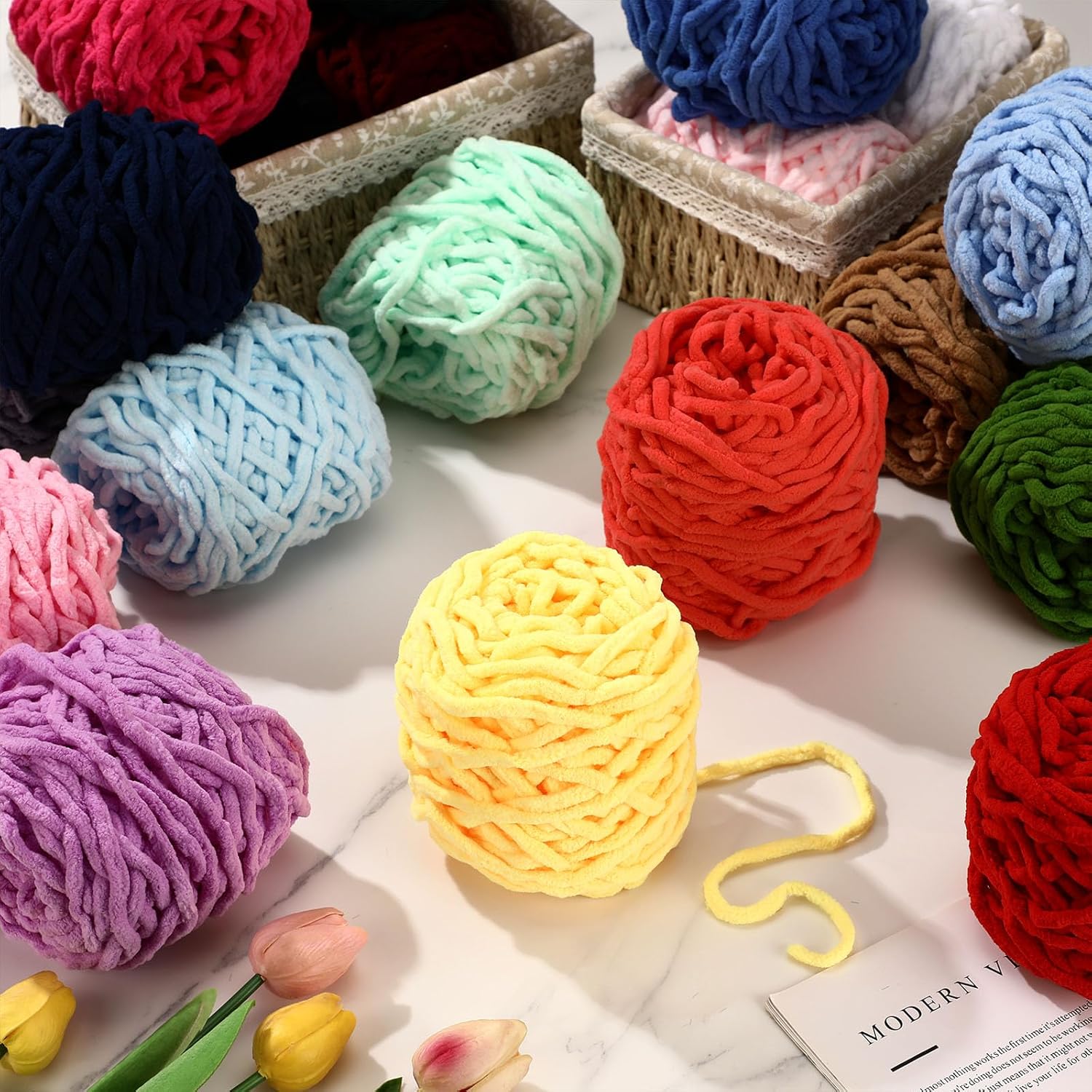 3本セット 300g シェニール編み糸 ソフトアイスストリッ - Woven Scarf Blanket のレビューと価格
