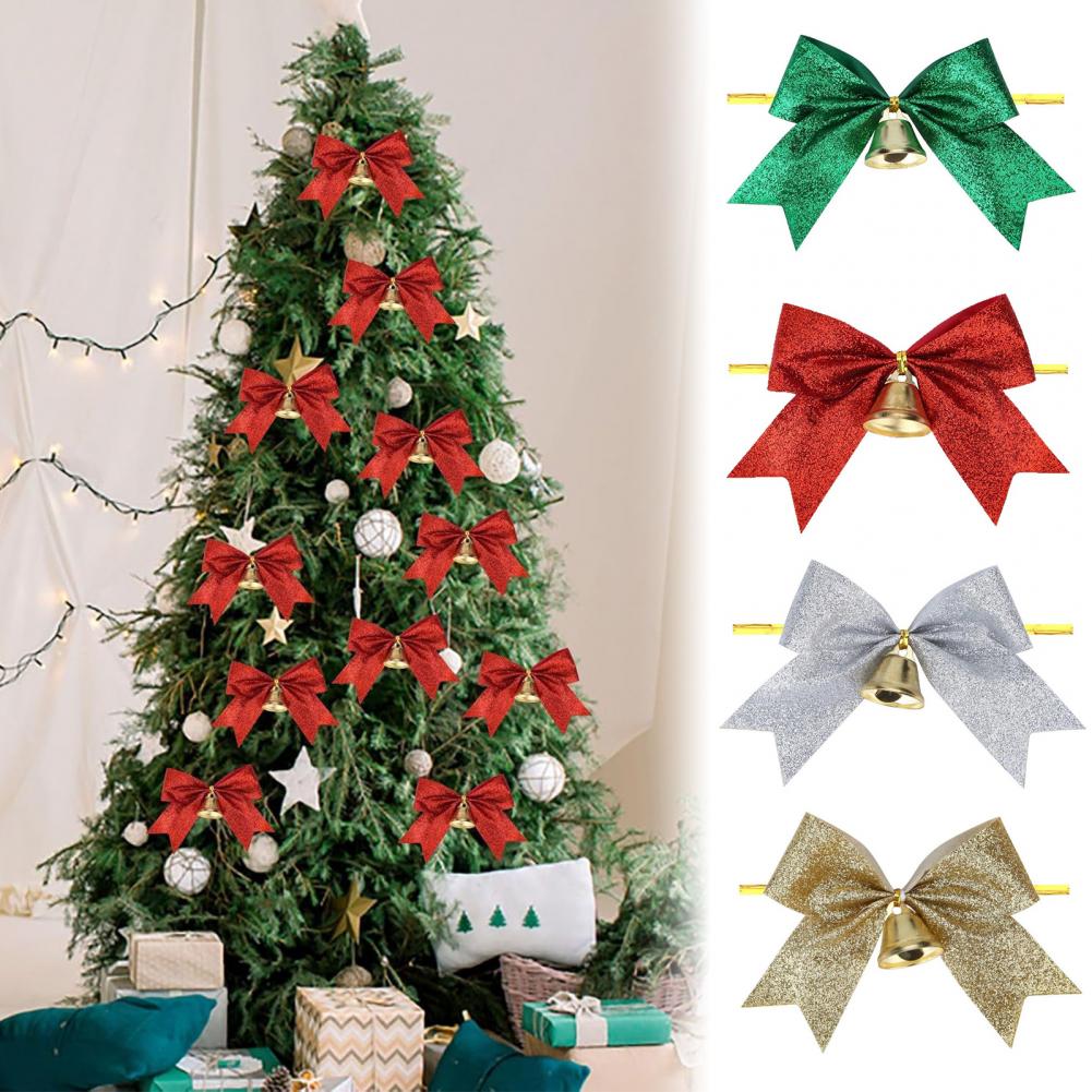 2個入り クリスマスリボン ベル付き 4インチ グリッターリ - Bow Tie Pre Tied のレビューと価格