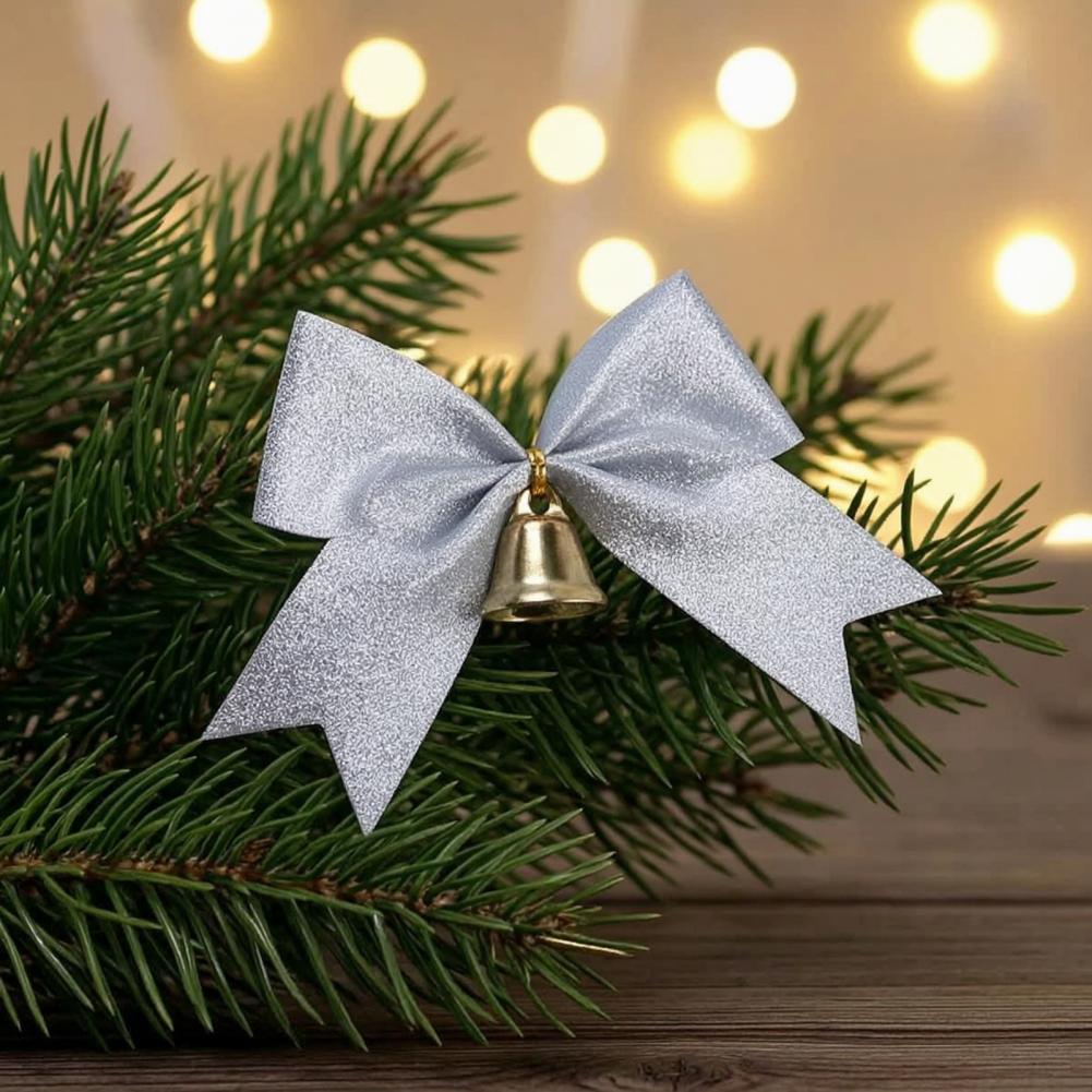 2個入り クリスマスリボン ベル付き 4インチ グリッターリ - Bow Tie Pre Tied のレビューと価格