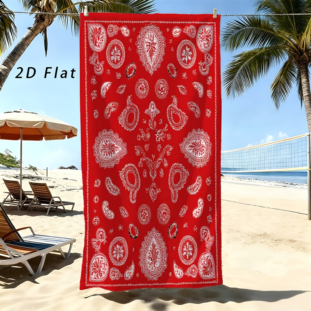クラシックなバンダナビーチタオル 明るい赤色の背景に伝統的な - Woven Scarf Blanket のレビューと価格