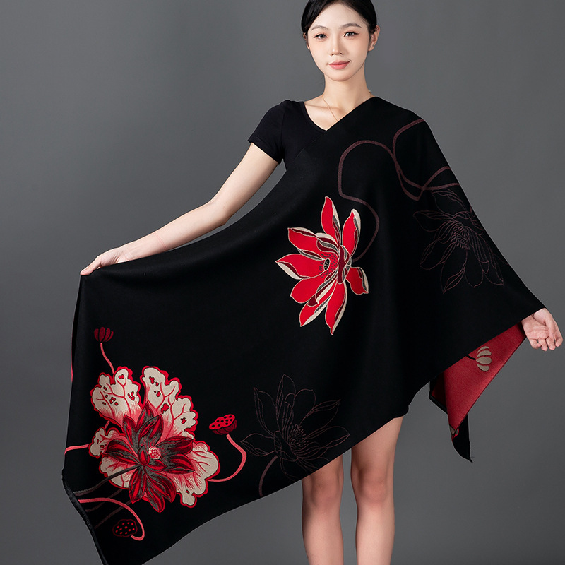 女性の冬のショールカシミヤスカーフ花柄ショールラップパシュミ - Woven Scarf Blanket のレビューと価格