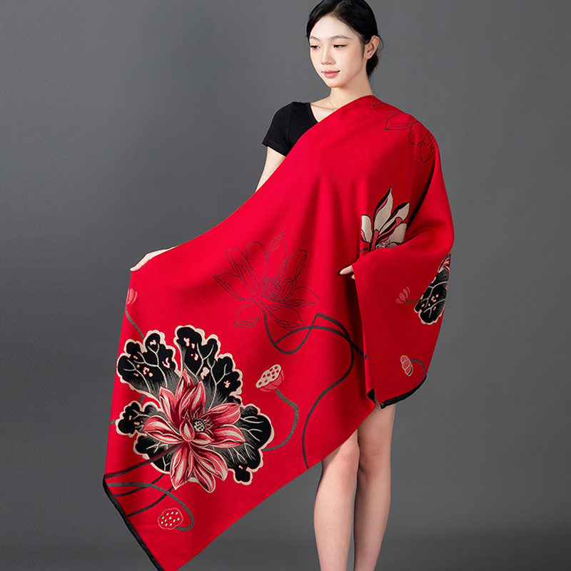 女性の冬のショールカシミヤスカーフ花柄ショールラップパシュミ - Woven Scarf Blanket のレビューと価格