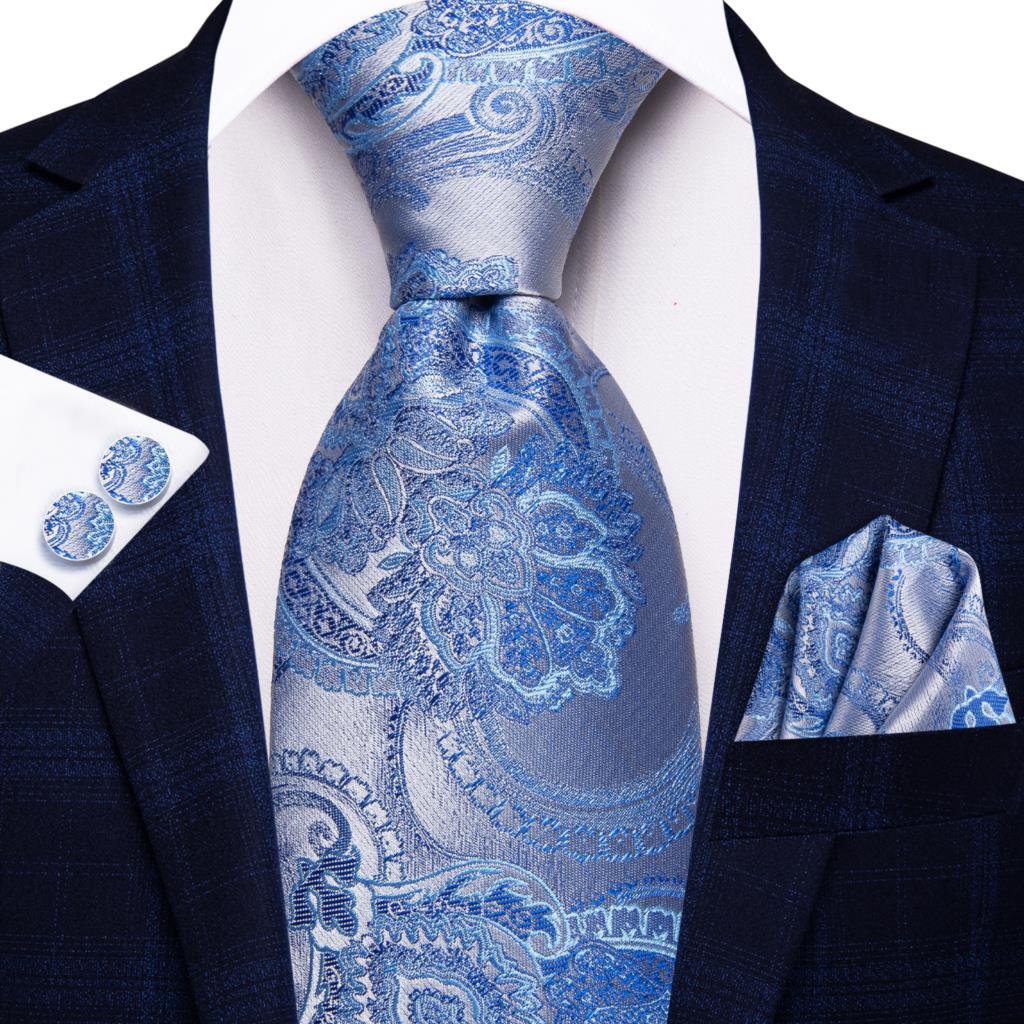 シルクの青い市松模様のライト,カシミアの結婚式のネクタイ,フ - Silk Tie Striped のレビューと価格