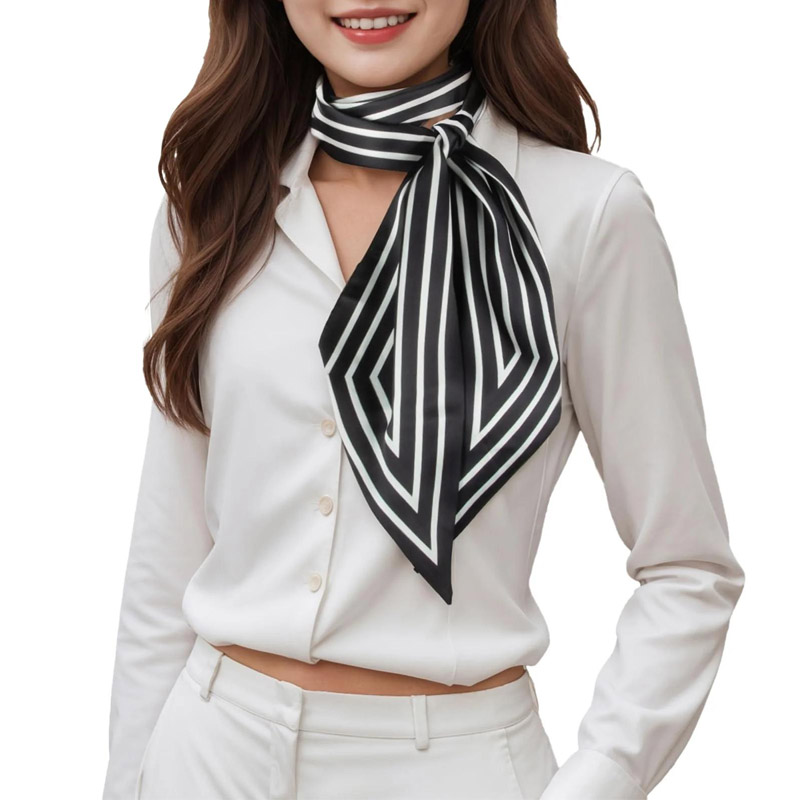 ファッションストライプヘアリボンスカーフ女性ネクタイバッグス - Silk Tie Striped のレビューと価格