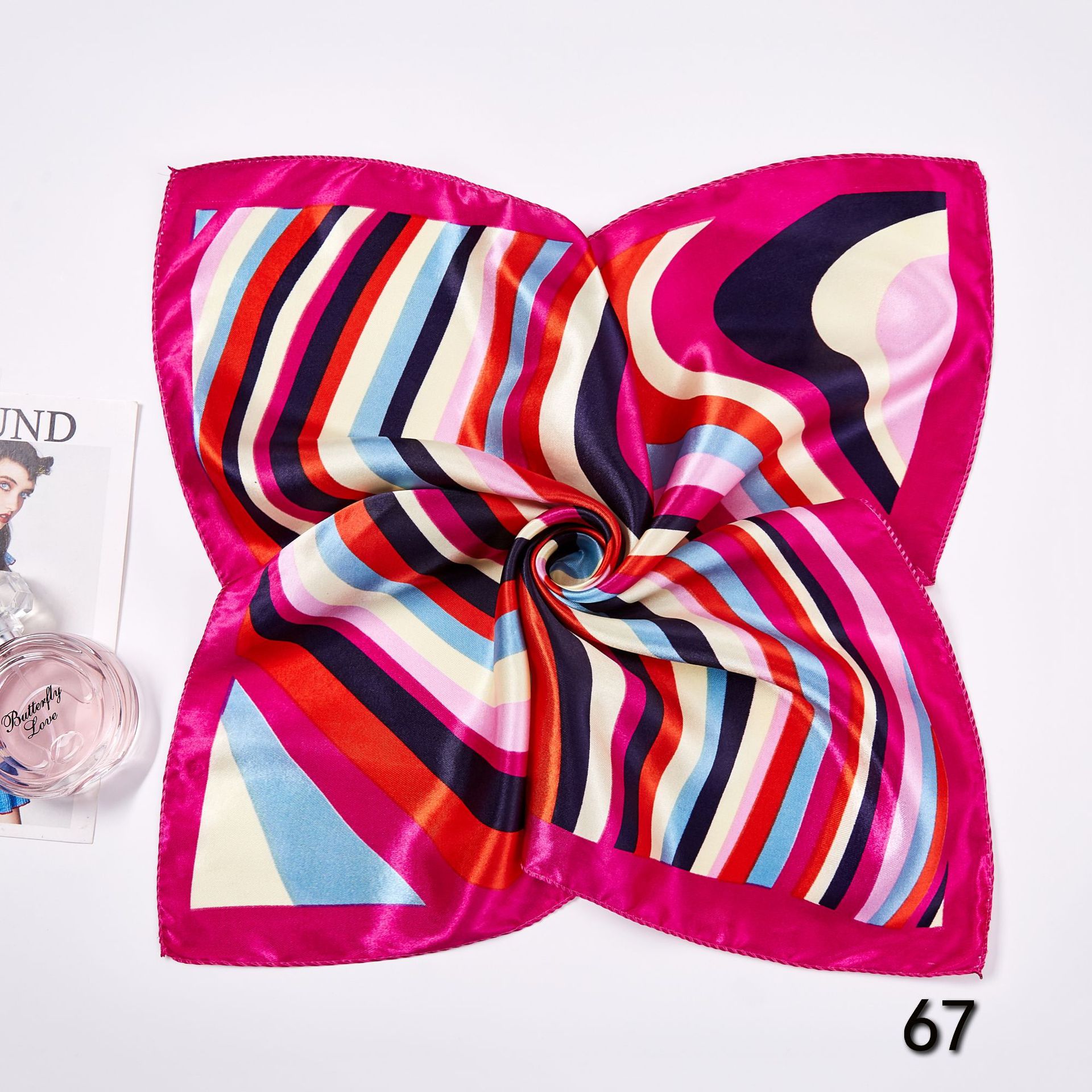 女性用スクエアシルクスカーフ,小さな首と頭のスカーフ,プリン - Scarf Silk Square のレビューと価格