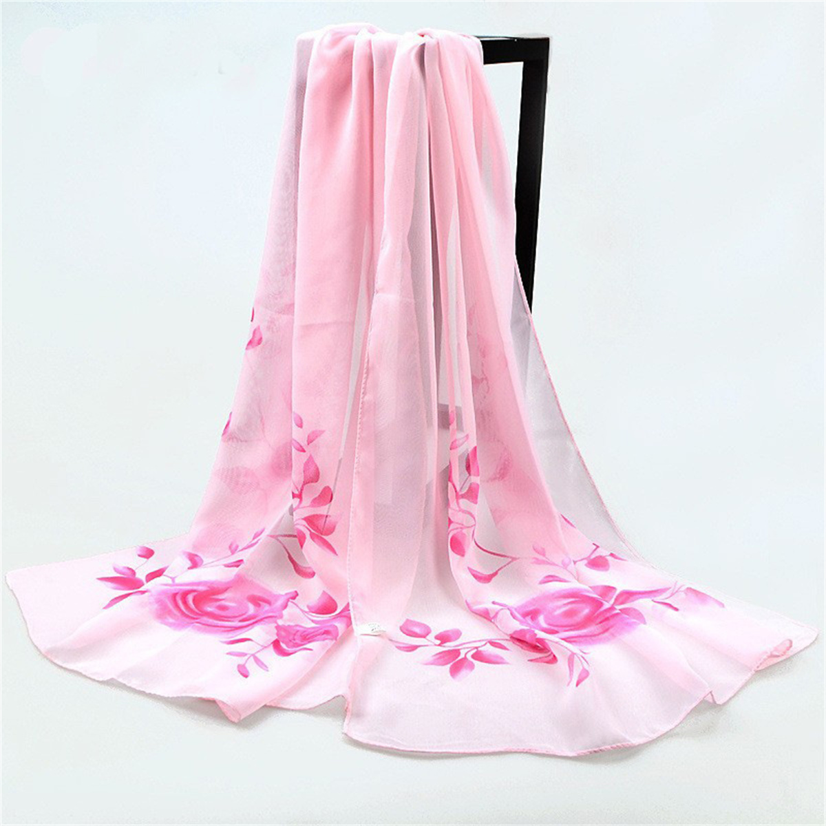 1 個シフォンスカーフシンプルエレガントな花柄薄型ヘッドスカ - Ascot Neck Scarf のレビューと価格