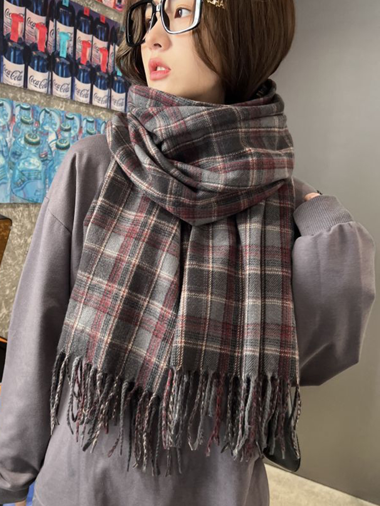 新しい模造カシミヤ女性スカーフ冬プレッピースタイルヴィンテー - Woven Scarf Blanket のレビューと価格