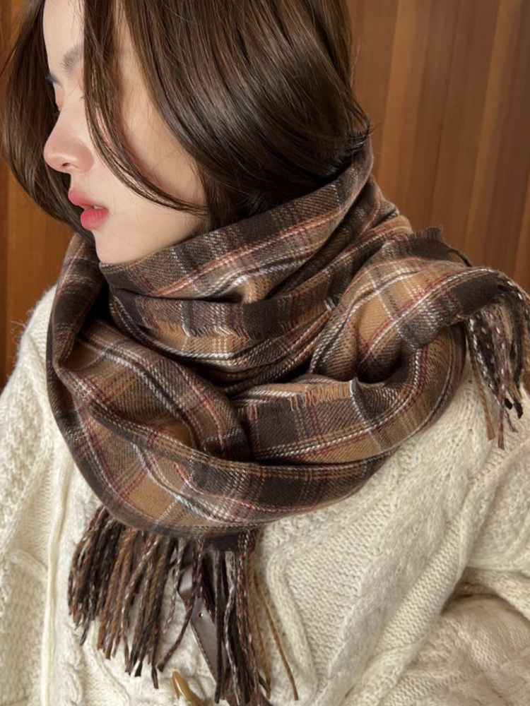 新しい模造カシミヤ女性スカーフ冬プレッピースタイルヴィンテー - Woven Scarf Blanket のレビューと価格