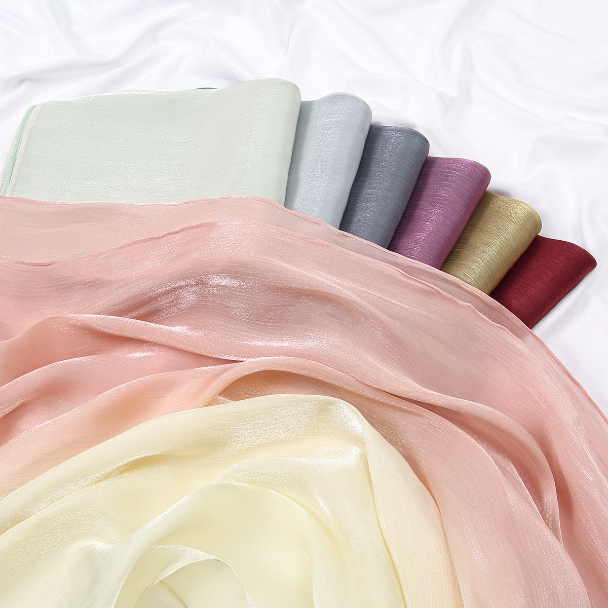 グラデーションツインクルシルクヒジャブスカーフ、ムスリム女性 - Head Wrap Turban のレビューと価格