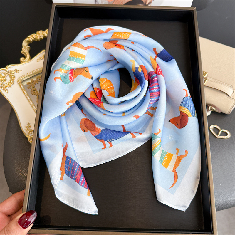 ファッションウインナー犬プリントバンダナスカーフ女性エレガン - Face Scarf Mask のレビューと価格