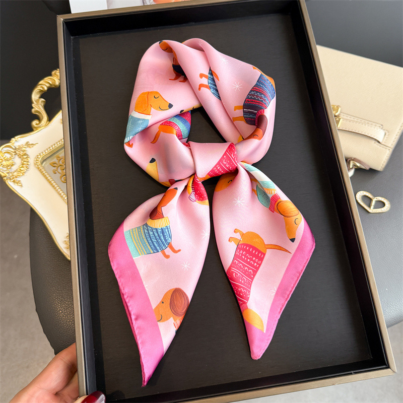 ファッションウインナー犬プリントバンダナスカーフ女性エレガン - Face Scarf Mask のレビューと価格