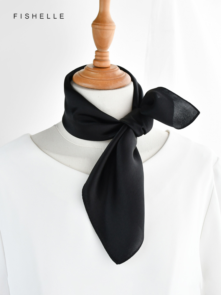 女性用シルクスカーフ,無地のブラック,女性用スカーフ,小さな - Scarf Silk Square のレビューと価格