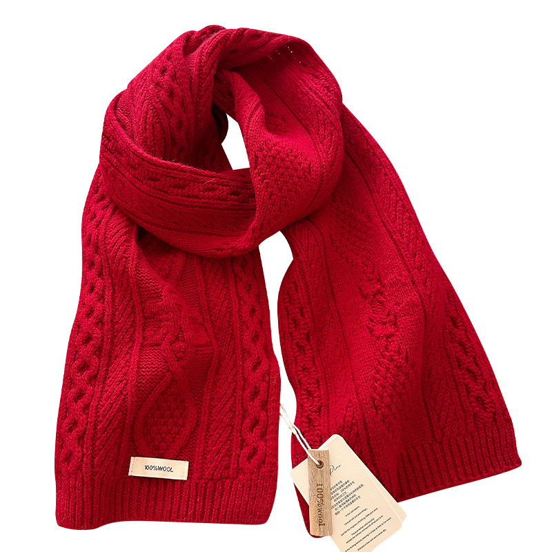高級 100% ウールスカーフ女性メンズ厚いケーブルニットラ - Muffler Men Wool のレビューと価格