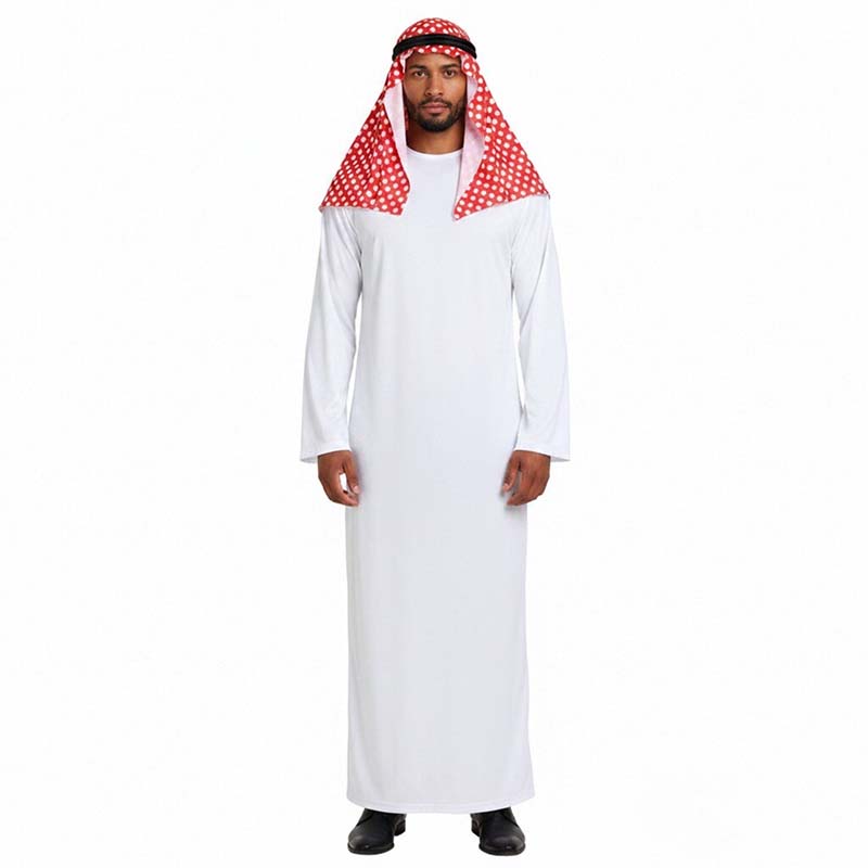 伝統的なアラブの衣装、アラビアのローブ、男性用アラビア風衣装 - Ascot Neck Scarf のレビューと価格
